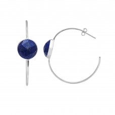 Lapis 12mm Round Hoop gemstone earring